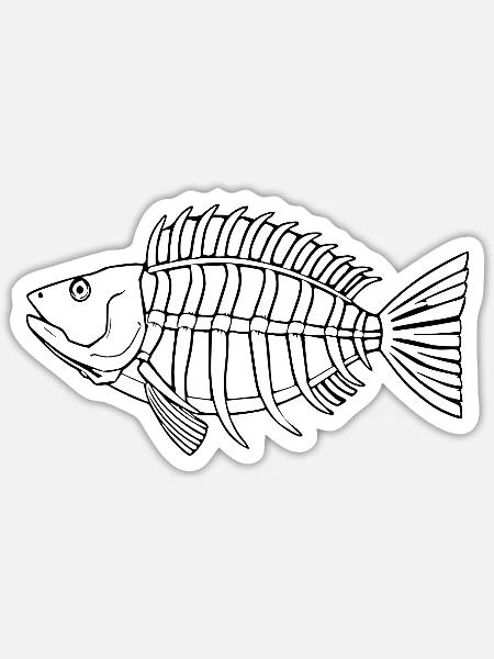 Fisch Shirt Fischmotiv,Angelbekleidung Geschenk - Sticker Größe S (10 x 10 cm) - Mattweiß