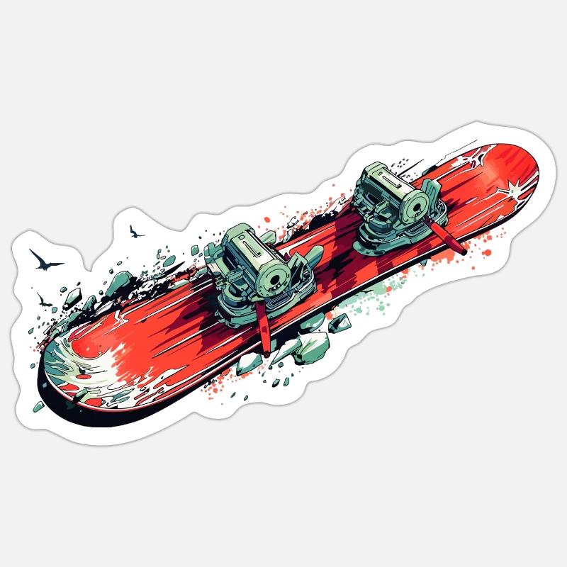 planche à neige - Sticker taille S (10 x 10 cm) - blanc mat