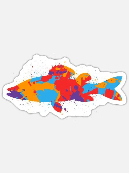 Bunter Zander Angler Design Zander Angeln Fischen - Sticker Größe S (10 x 10 cm) - Mattweiß
