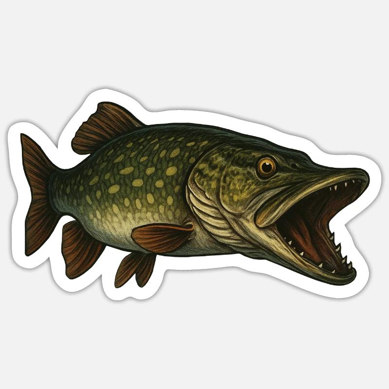 Pike - Sticker size S (10 x 10 cm) - white matte