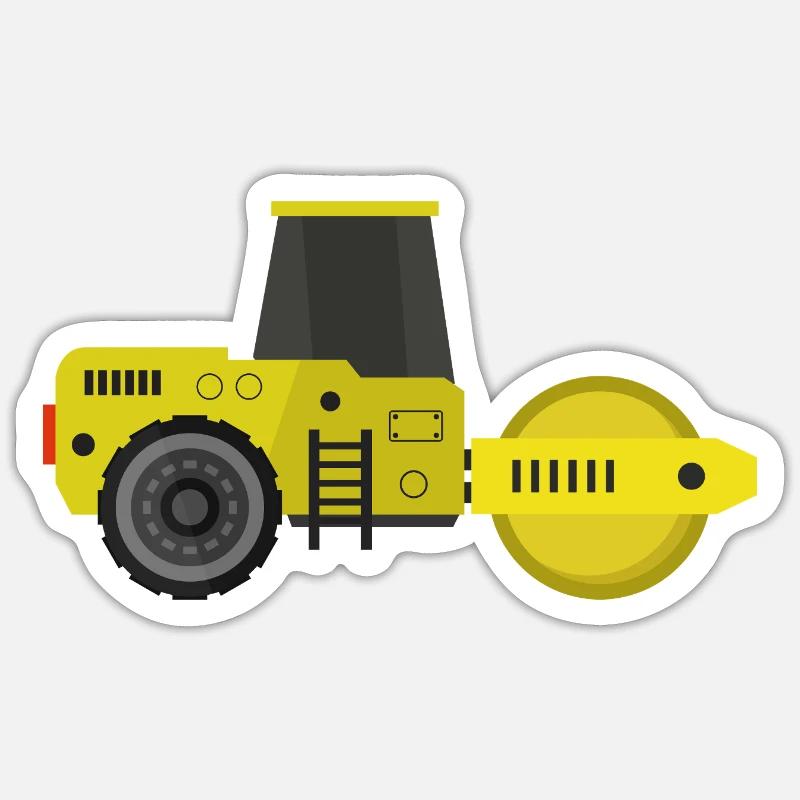 Rouleau compresseur - Sticker taille S (10 x 10 cm) - blanc mat