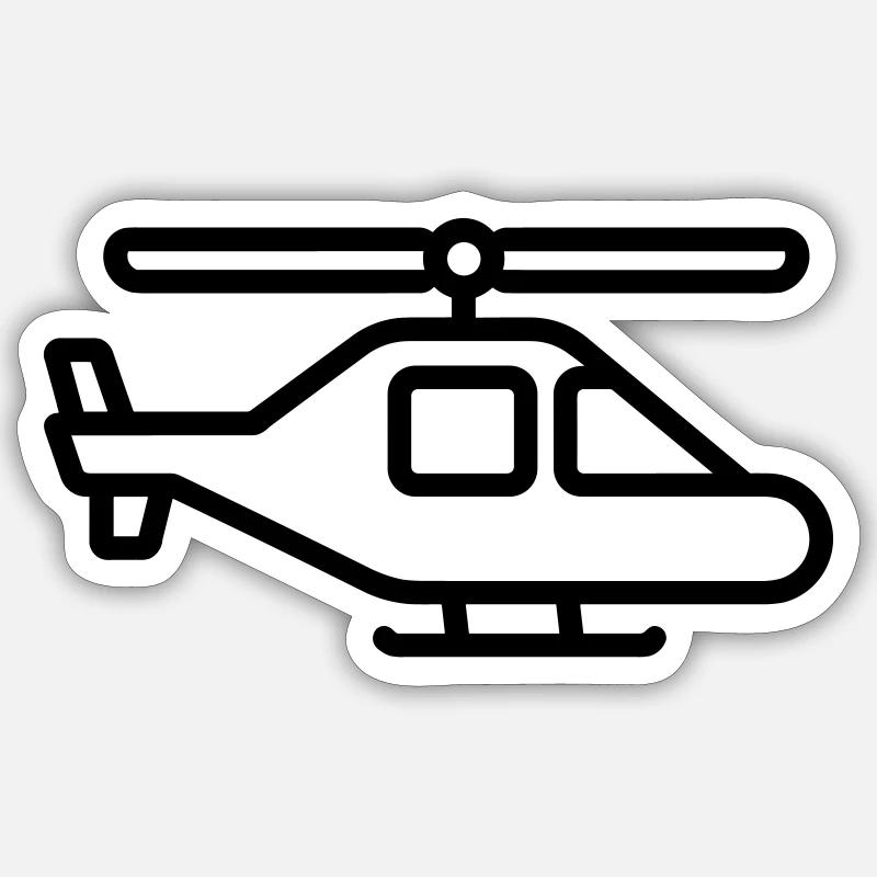hélicoptère - Sticker taille S (10 x 10 cm) - blanc mat