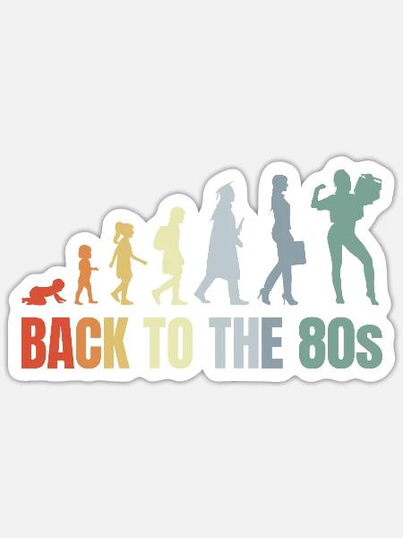 80er Jahre Mädchen Kind bis Erwachsener - Sticker Größe S (10 x 10 cm) - Mattweiß