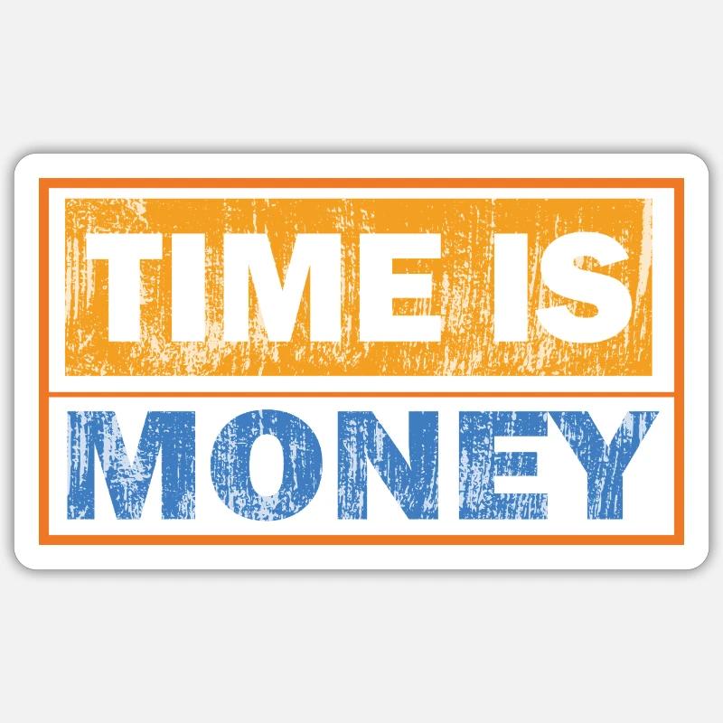 Le temps, c’est de l’argent : Typographie de contraste Sticker taille S (10 x 10 cm)