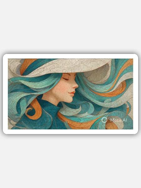 Fließendes Farbporträt Turquoise - Sticker Größe S (10 x 10 cm) - Mattweiß