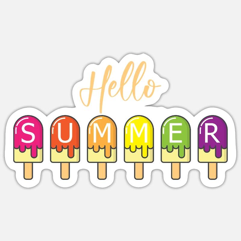 Bonjour les glaces Summer Colored Drops - Sticker taille S (10 x 10 cm) - blanc mat