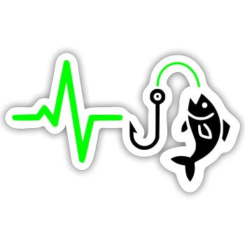 Angler Pulse Fish Silhouette - Sticker size S (10 x 10 cm) - white matte - Front