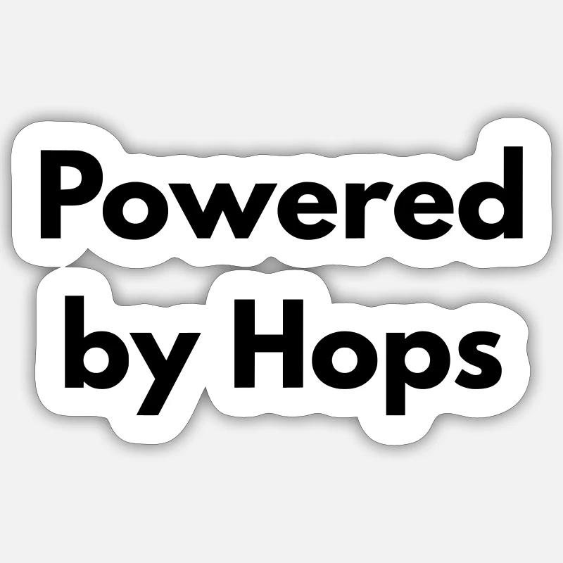 Powered by Hops - Sticker size S (10 x 10 cm) - white matte