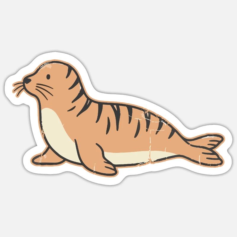 Illustration du phoque côtier Sticker taille S (10 x 10 cm)