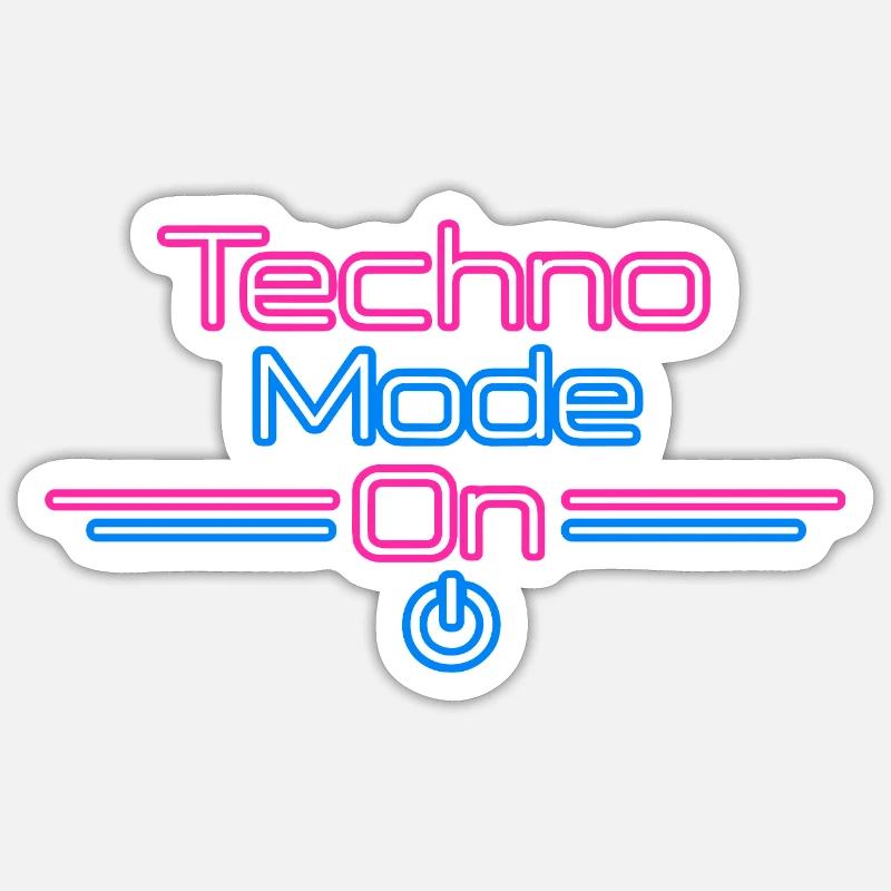 Techno Mode Neon On - Sticker size S (10 x 10 cm) - white matte