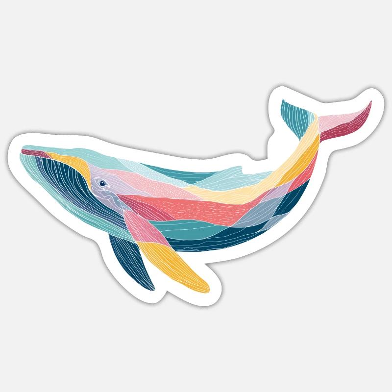 Wal, Meerestier - Sticker Größe S (10 x 10 cm) - Mattweiß