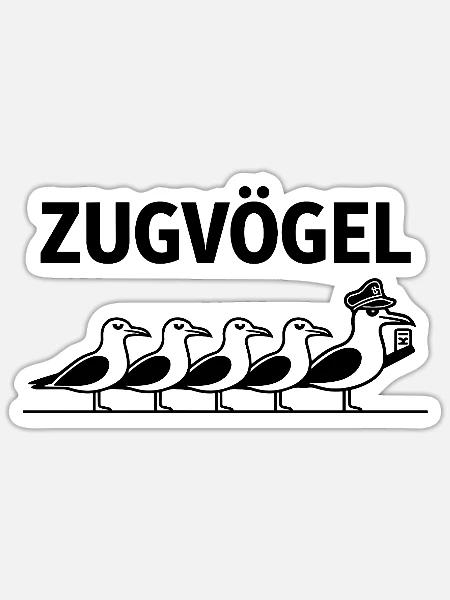 Zugvögel Bahn Schaffner Möwen Cartoon Eisenbahn - Sticker Größe S (10 x 10 cm) - Mattweiß