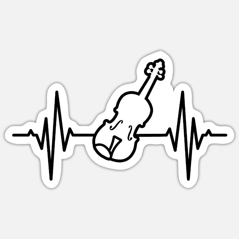 Battement cardiaque ECG de violon - Sticker taille S (10 x 10 cm) - blanc mat