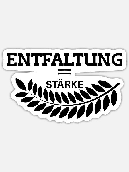 ENTFALTUNG – Modernes Spirituelles Shirt - Sticker Größe S (10 x 10 cm) - Mattweiß
