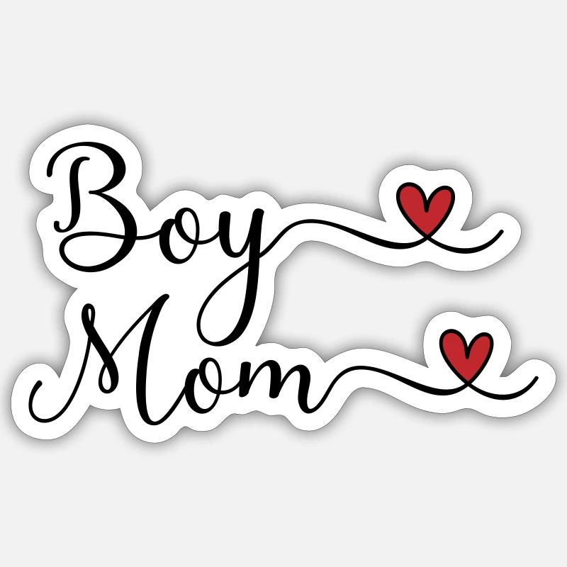 Maman garçon - Sticker taille S (10 x 10 cm) - blanc mat