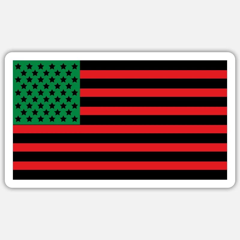Drapeau afro-américain - Sticker taille S (10 x 10 cm) - blanc mat