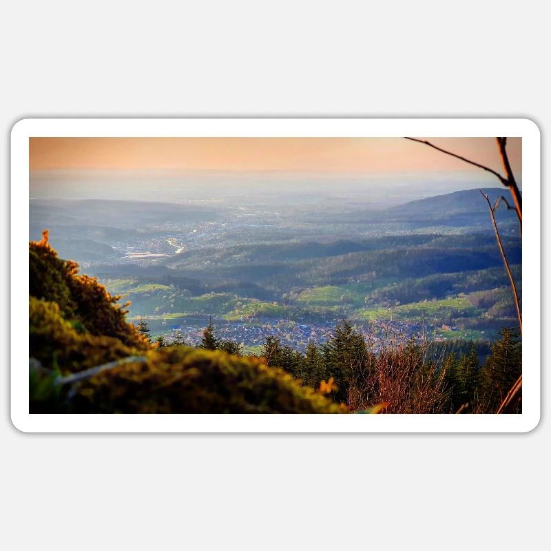 Abendpanorama Berglandschaft - Sticker Größe S (10 x 10 cm) - Mattweiß
