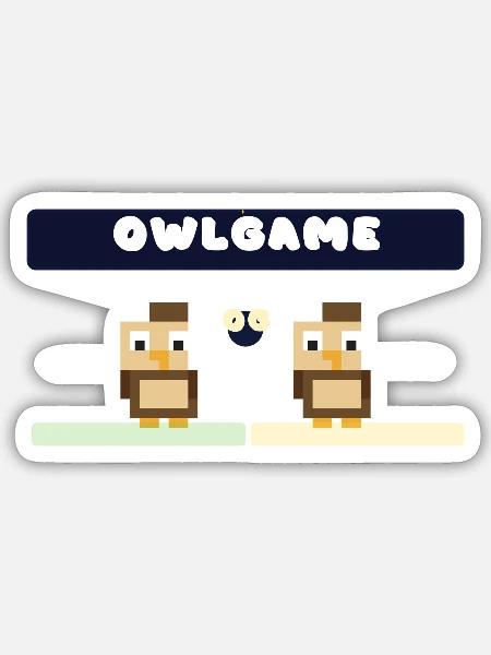 OwlGame Owl Duo Pixel - Sticker Größe S (10 x 10 cm) - Mattweiß