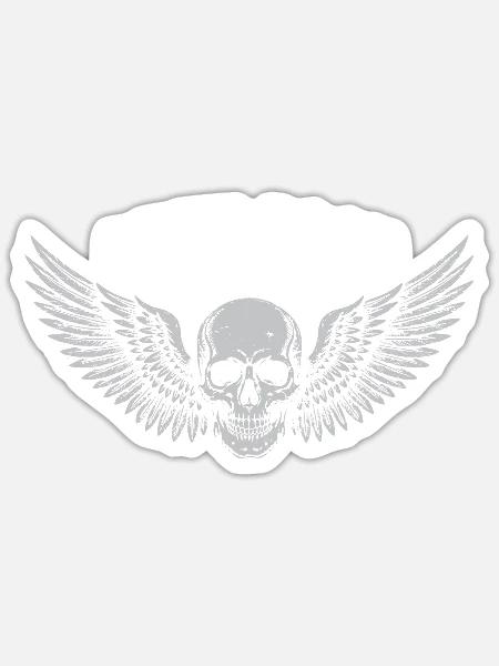 Punkrock Skull Wings - Sticker Größe S (10 x 10 cm) - Mattweiß