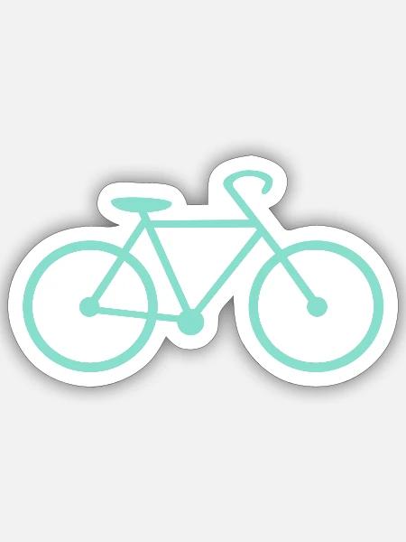 Fahrrad in türkis - Sticker Größe S (10 x 10 cm) - Mattweiß