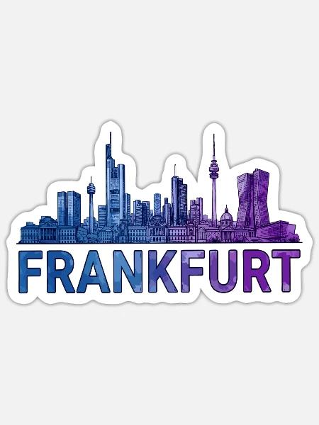 Frankfurt Stadt Skyline - Sticker Größe S (10 x 10 cm) - Mattweiß