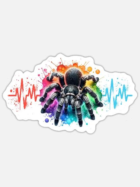 Schwarze Vogelspinne - Sticker Größe S (10 x 10 cm) - Mattweiß