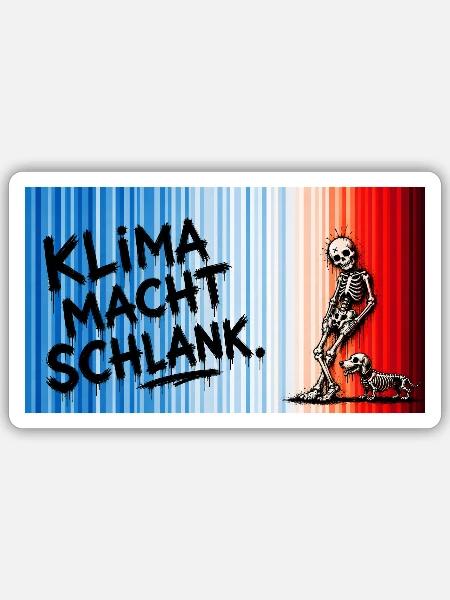 Klima_macht_schlank - Sticker Größe S (10 x 10 cm) - Mattweiß