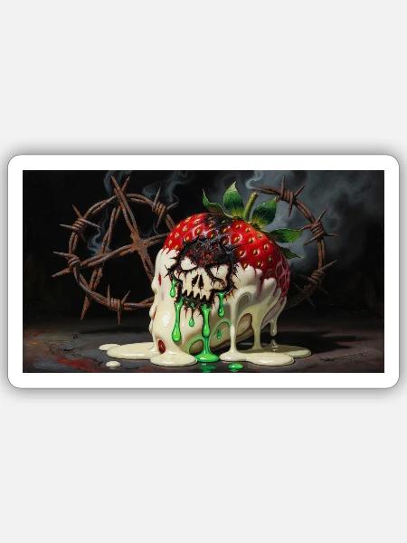 Deluxe Pestizid Erdbeere - Sticker Größe S (10 x 10 cm) - Mattweiß