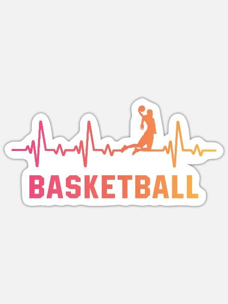 Basketball herzschlag basketballspiel - Sticker Größe S (10 x 10 cm) - Mattweiß