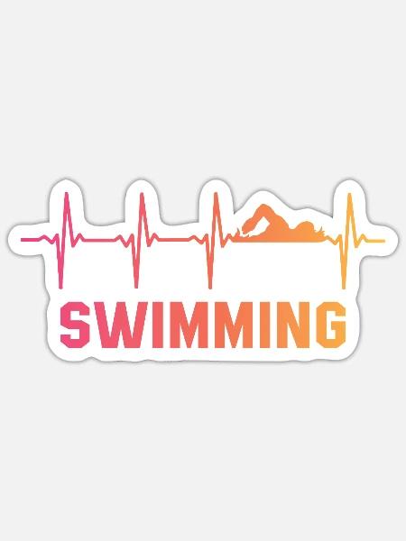 Schwimmer Herzschlag Schwimmen - Sticker Größe S (10 x 10 cm) - Mattweiß