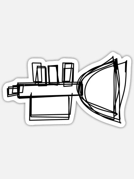 Flügelhorn handgezeichnet - Sticker Größe S (10 x 10 cm) - Mattweiß
