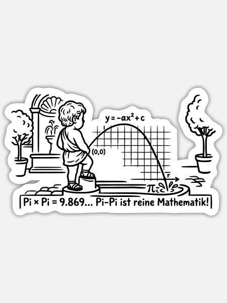 Mathe Pi Parabel 3,14159265359 - Sticker Größe S (10 x 10 cm) - Mattweiß