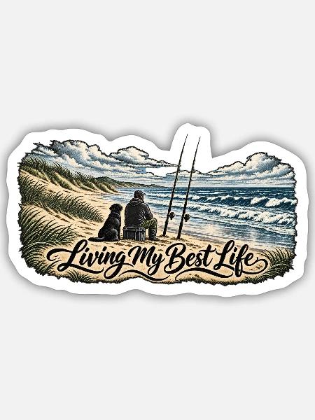 Living My Best Life am Strand - Sticker Größe S (10 x 10 cm) - Mattweiß