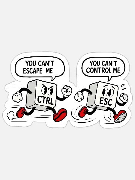Geek Humor CTRL vs ESC - Sticker Größe S (10 x 10 cm) - Mattweiß