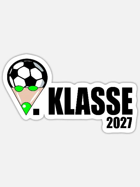 Schulkind 1. Klasse Fußball - Sticker Größe S (10 x 10 cm) - Mattweiß