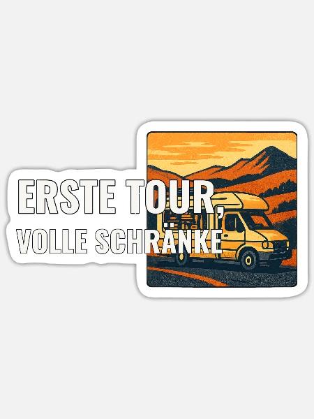 Erste Wohnmobilreise Geschenk für Anfänger - Sticker Größe S (10 x 10 cm) - Mattweiß