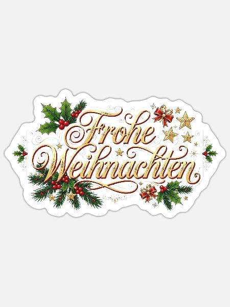 Frohe Weihnachten - Goldener Schriftzug - Sticker Größe S (10 x 10 cm) - Mattweiß