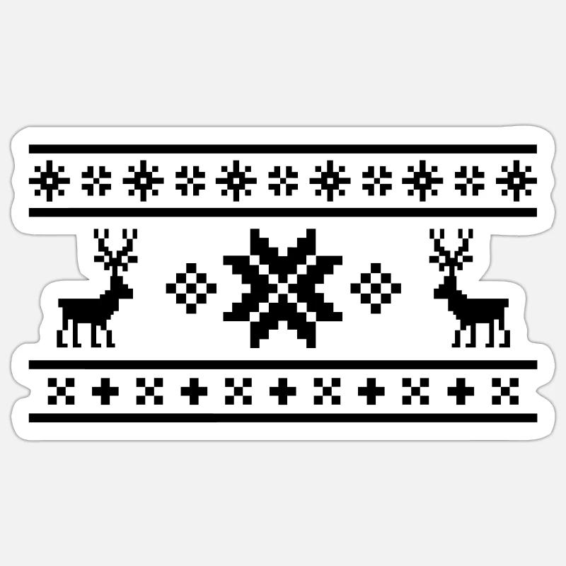Norweger-Muster (Winter) 05.0 - Sticker Größe S (10 x 10 cm) - Mattweiß