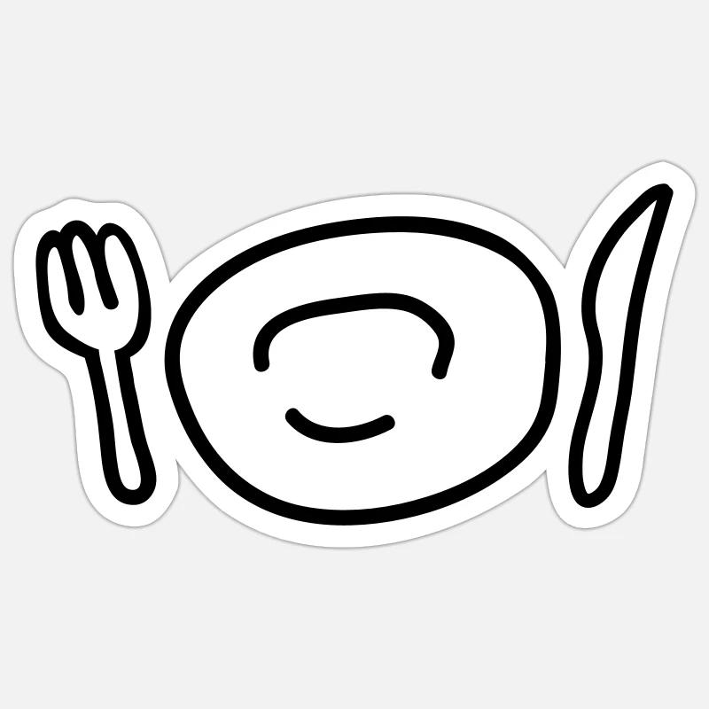 teller_und_besteck_1c Sticker Größe S (10 x 10 cm)