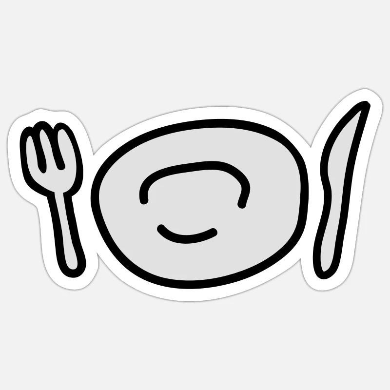 teller_und_besteck_2c Sticker Größe S (10 x 10 cm)