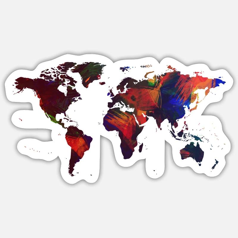 Painted world map - Sticker size S (10 x 10 cm) - white matte