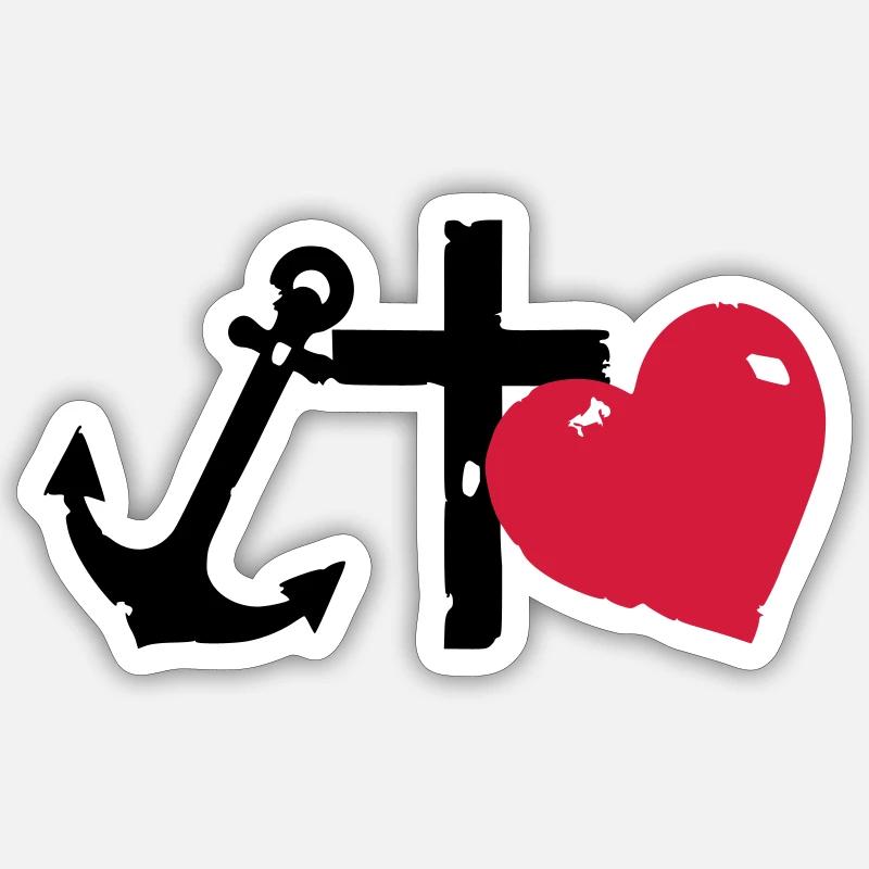 Rote Herzsilhouette glaube-liebe-Hoffnung - Sticker Größe S (10 x 10 cm) - Mattweiß