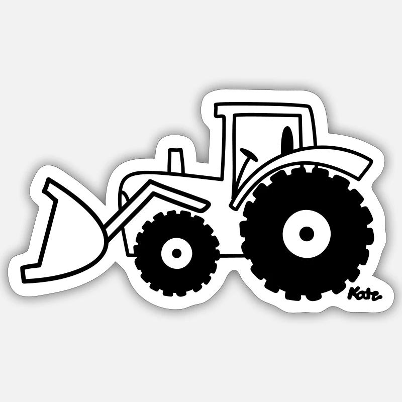Traktor Frontlader - Sticker Größe S (10 x 10 cm) - Mattweiß