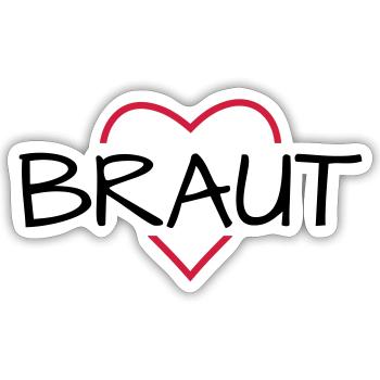 Braut Herz JunggesellinnenabschiedHochzeit - Sticker Größe S (10 x 10 cm) - Mattweiß - Vorne