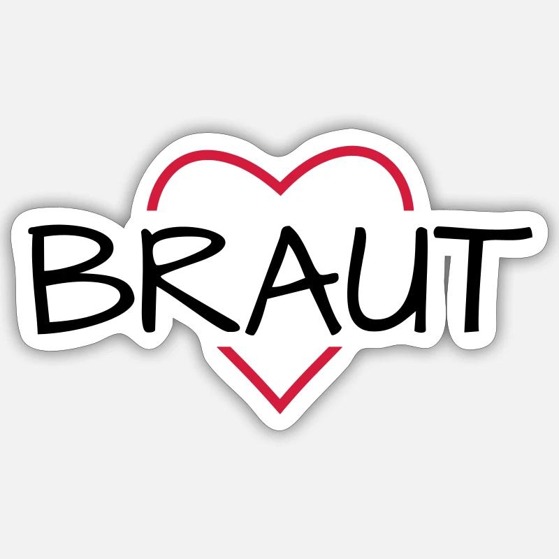 Braut Herz JunggesellinnenabschiedHochzeit - Sticker Größe S (10 x 10 cm) - Mattweiß
