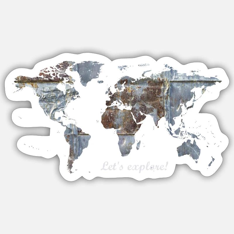 Weltkarte - Let's explore! - Sticker Größe S (10 x 10 cm) - Mattweiß