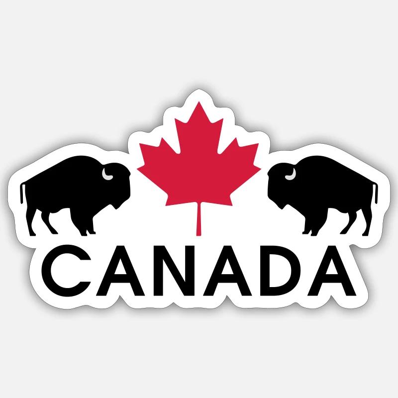 Canada Ahorn Bison - Sticker taille S (10 x 10 cm) - blanc mat