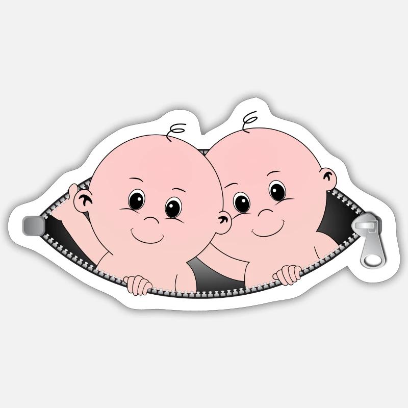 Enfants sortant d'une poche à fermeture éclair Sticker taille S (10 x 10 cm)