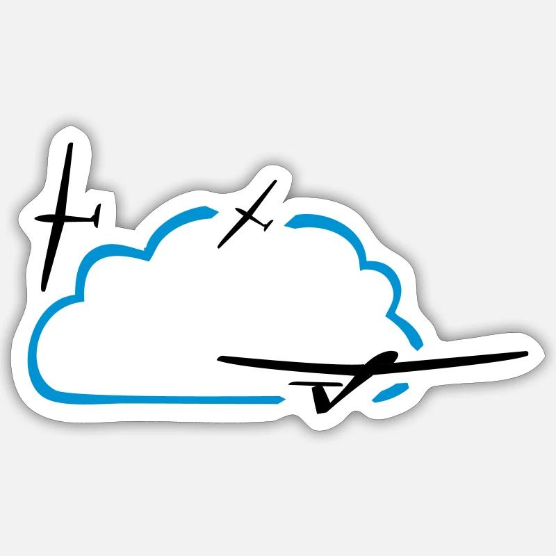 Segelflieger Wolke Geschenk - Sticker Größe S (10 x 10 cm) - Mattweiß