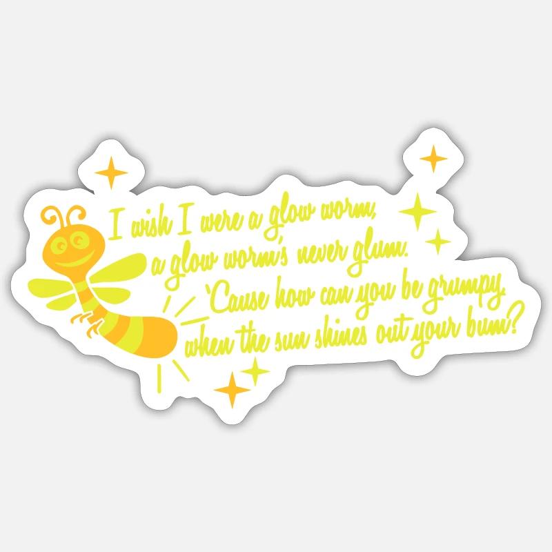 I wish I were a Glow Worm - Sticker size S (10 x 10 cm) - white matte